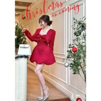 Set đầm kèm áo khoác, đính hoa lông (y hình)