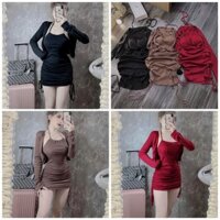 Set đầm kèm áo khoác ngoài chất thun gân . Có sẵn