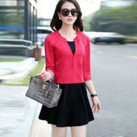 SET ĐẦM KÈM ÁO KHOÁC TAY LỬNG MÀU ĐỎ D265TTS245