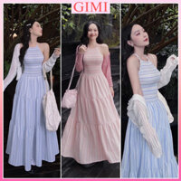 💕SET ĐẦM MAXI CARO SỌC MÀU CỔ YẾM NHÚN CHỈ KÈM KHOÁC MIDI KT💕GIMI (Kèm ảnh thật)
