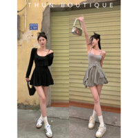 Set Đầm Ngắn 2 Dây + Áo Khoác Chất Thun Mỏng - Thun Boutique [SET0022]