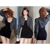 set đầm thun phối áo kaki - đi dạo phố, sinh nhật, đám cưới