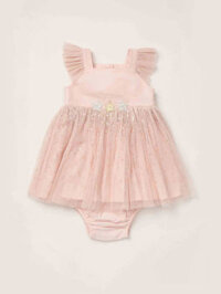 set đầm và quần lót màu hồng bé gái