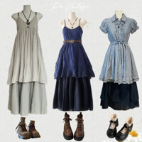 Set đầm váy 2hand vintage/cổ điển/tiểu thư/bồng bềnh/coquette/fairy grunge/y2k/morigirl [ig pu_vintage]