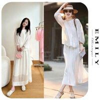 SET ĐẦM VÁY BẦU TIỂU THƯ XINH XẮN MẶC ĐI TIỆC CÔNG SỞ DẠO PHỐ MÙA THU ĐÔNG THIẾT KẾ SANG CHẢNH V990