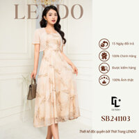 Sét Đầm Váy Công Sở LENDO SB241103 Dáng Dài Xòe A Hai Dây Phối Cúc Kèm Áo Khoác Lửng Ngắn Tay