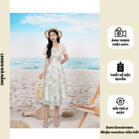 Sét Đầm Váy Công Sở LENDO SB241103 Dáng Dài Xòe A Hai Dây Phối Cúc Kèm Áo Khoác Lửng Ngắn Tay