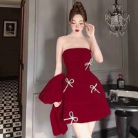 SÉT ĐẦM VÁY CÚP NGỰC KÈM ÁO KHOÁC VETS (  CÓ P.KIỆN CÓ MÚT )