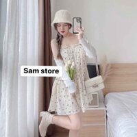 SET ĐẦM  VÁY NỮ BABY DOLL 2 DÂY MIX ÁO KHOÁC LEN TĂM SA104 - SAM STORE
