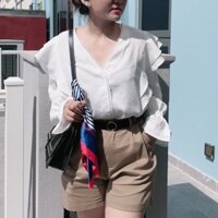 Set đầm váy nữ đẹp cá tính đồ gồm áo và quần combo ba món áo sơ mi tay bèo voan sợi chân kate kèm nịt sol sol