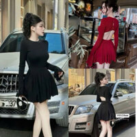 Set đầm xòe tay loe hở lưng(kèm quần trong váy rời)