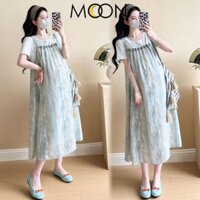 SET ĐẦM YẾM BẦU CỘC TAY MÙA HÈ DÁNG SUÔNG CHẤT MỀM ĐẸP HỌA TIẾT ĐỘC LẠ ÁO TRẮNG TRẺ TRUNG X249 VÁY CÔNG SỞ XINH