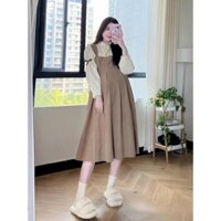 Set Đầm Yếm Bầu Phong Cách Hàn Quốc Thanh Lịch, Nhẹ Nhàng