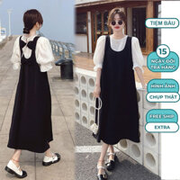 SET ĐẦM YẾM BẦU TIỂU THƯ ĐIỆU ĐÀ TAY LỠ PHỐI MÀU TRẺ TRUNG DÁNG SUÔNG MAXI X187 VÁY CÔNG SỞ XINH FREESIZE