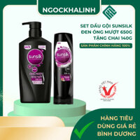 Set Dầu gội Sunsilk đen óng mượt 650g tặng chai 140g