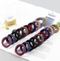 Sét dây buộc tóc bản to Hộp giấy đen sang trọng - Kiểu lưới - Trộn nhiều mầu