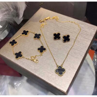 SET dây chuyền bông tai titan cỏ 4 lá