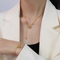 Set dây chuyền và vòng tay gấu sao - Thép Titan không đen, rỉ🐻✨