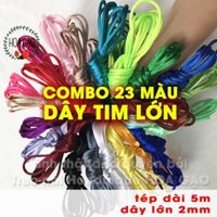 Set dây tim thắt vòng tay Combo 23 màu dây loại lớn 2mm HGCB làm sách vải, đan vòng tay, vòng dreamcatcher, handmade