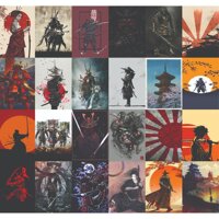 Set decal dán tường Samurai, Decal decor phòng ngủ, số lượng 24,50 tấm, trang trí phòng kích thước mỗi tấm khổ A5, DC46