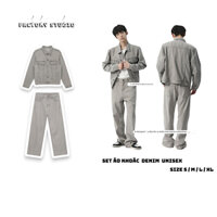 Set Denim Jeans Rock Chic Ver.2 Gồm Áo Khoác Jean’s Jacket Form Unisex Và Quần Jeans Ống Rộng Smoky Gray Wash