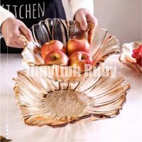 Set Đĩa + Tô hướng dương nhũ vàng đựng trái cây, thố dĩa hoa quả đựng mứt sang trọng