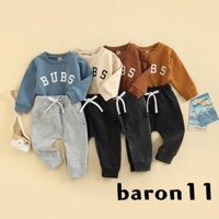 Set Đồ 2 Món Gồm Áo Tay Dài Cổ Tròn In Chữ + Quần Dài Cột Dây Cho Bé Trai 0-3 Tuổi