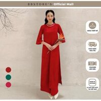 Set Đồ Áo Dài Phối Quần Form Dáng Cách Tân Tay Lỡ chất Liệu Lụa Hoa (kèm băng đô) BBSTORE'S -K4176T
