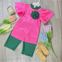 Set đồ bé gái áo dài gấm hồng 8-28kg Angel Baby Thời Trang Thiết Kế