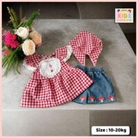 Set đồ bé gái, đồ bộ bé gái áo tay cánh tiên phối ren,quần jean thêu hình cây nấm size 10 đến 20kg Bống-Kids Fashion
