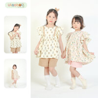 Set đồ bé gái ULACHOIS đồ bộ cho bé sang chảnh sành điệu phong cách hàn quốc vải xô muslin size đại