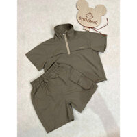 Set Đồ Bé Trai Chất Dù Cao Cấp, Áo Cổ Cao Khóa Kéo + Quần Short Túi Hộp - SE092