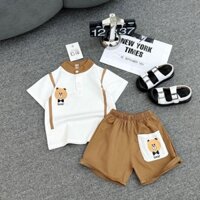 Set đồ bé trai công tử cotton tàu cổ trụ