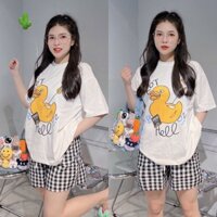 SÉT ĐỒ BỘ ÁO PHÔNG IN CON ZỊT CUTE KẾT HỢP QUẦN SHORT ẢNH THẬT CUỐI PC