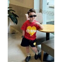 Set đồ bộ bé trai mùa hè Diu hình trái tim gồm áo thun cộc tay và quần short chất cotton co giãn thoáng mát COOKY KIDS