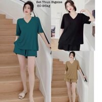 Set Đồ Bộ Bigsize Dáng Rộng - Set Bộ Bigsize Thun Tăm Cổ Tim Hot Hit Thiết Kế Dự Tiệc Nữ Cao Cấp Xinh Đẹp Sang 45-95kg
