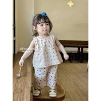 Set đồ bộ chấm bi quần ống xuông dễ thương cho bé gái fom bé10-23kg