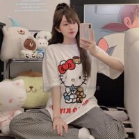 Set Đồ Bộ Dài mặc nhà hello kitty SLEEKVN - Đồ bộ mặc nhà hellokitty mặc nhà mặc ngủ siêu xinh