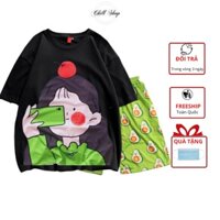 Set đồ bộ KLX  cartoon Chill Shop áo unisex quần đùi chất cotton  Freesize dưới 70kg Chill Shop