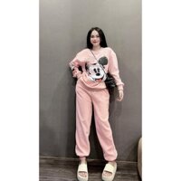 Set Đồ Bộ Mùa Đông Nữ In Chuột Mekey Dễ Thương Cổ Tròn Chất Nỉ Mềm Mịn Dày Dặn 38-62kg SVC FASHION