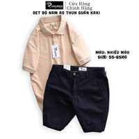 Set Đồ Bộ Nam Áo Thun Polo Quần Kaki Xanh Đen Rurumen Có Big Size