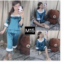 Set Đồ Bộ Ngủ Nữ Pijama Phi Lụa Phối Ren Tiểu Thư Cực Đáng Yêu _ Kèm Hình Thật Tặng Kèm Nước Hoa