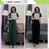 Set đồ bộ nữ BELING quần rộng dáng suông áo phông croptop chất thun tăm thoáng mát phù hợp đi chơi đi biển đều được