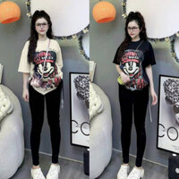 Set Đồ Bộ Nữ Bigsize Dáng Quần Dài Ôm + Áo Thun Form Rộng Chất Liệu Tăm Lạnh In CHUỘT MAKEX Mặc Hè Đi Chơi Đẹp