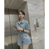 Set đồ bộ nữ chất jean quảng châu form rộng cá tính phù hợp đi chơi, dạo phố