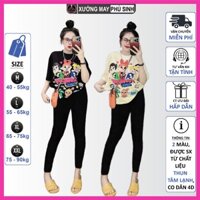 Set Đồ Bộ Nữ Dài Ôm 2 Màu Cổ Tròn In Labubu Ú Chất Thun Tăm Lạnh Co Dãn 4D (Bigsize 40 – 90kg) 276930