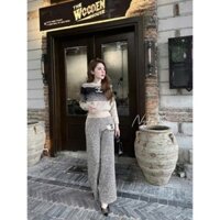 Set đồ bộ nữ form vừa tay dài, bộ đồ nữ quần ống rộng thun tăm