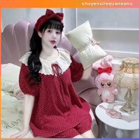 Set Đồ Bộ Nữ Họa Tiết Chấm Bi Phối Ren - Thiết Kế Dễ Thương, Form Rộng Thoải Mái, Mặc Ở Nhà Cực Xinh