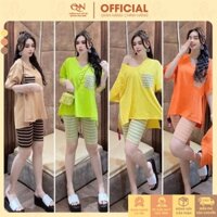 Set Đồ Bộ Nữ NGỐ BIGSIZE  Lửng Có Sọc Phối Túi Xẻ Tà 5 Màu Thời Trang Mặc Nhà Giá Rẻ Nhất Bigsize Mua Tại Quynh Nhu Qbn