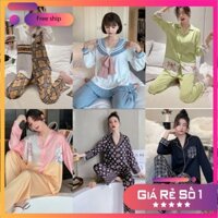 Set Đồ Bộ Nữ Pijama Tay Dài Quần Dài Lụa Cao Cấp HotGirl Hàng Đẹp Chuẩn Shop HotTrend Nhiều Mẫu Mã Siêu Đẹp